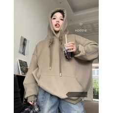 批发纯棉<b class='q'>婴儿</b>绒<b class='q'>卫衣</b>女装秋冬新款美式复古连帽加绒宽松中长款外套