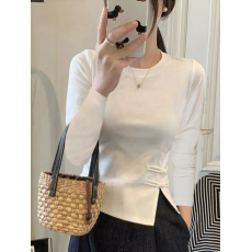 批发国风盘扣圆领长袖T恤女2026春季新款纯棉短款百搭打底衫内搭上衣