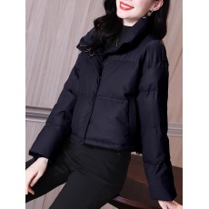 批发2024年春款女装品牌高端大气休闲减龄气质高级感黑色拉链棉衣棉服