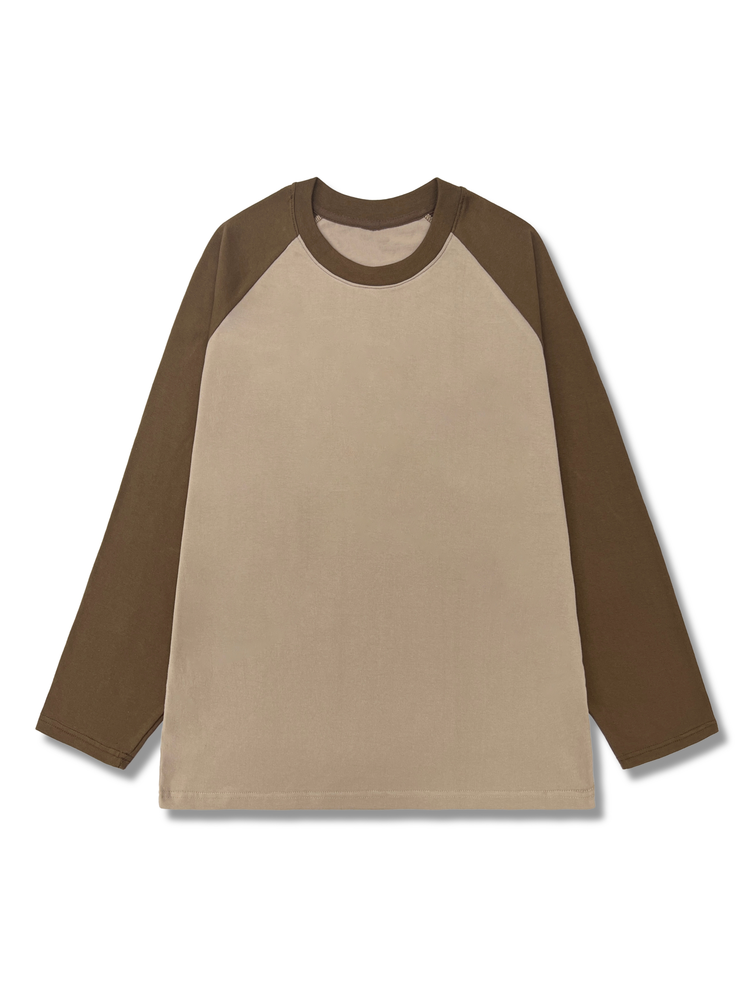 220g trendy brand raglan sleeves, 100% cotton loose back collar, men's women's white long sleeved T-shirt for both_voghion.com