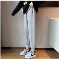 批发2024年新款运动裤女春秋季加绒宽松束脚卫裤秋冬季加绒休闲裤子