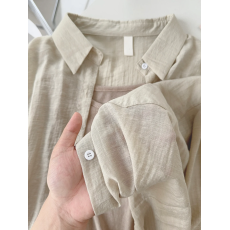 批发柳叶雏，85人棉15锦法式长袖衬衫女2025秋季薄款衬衣开衫