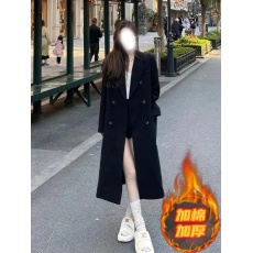 批发秋冬加厚毛呢外套女中长款2025新款爆款秋冬高级感赫本风西装大衣