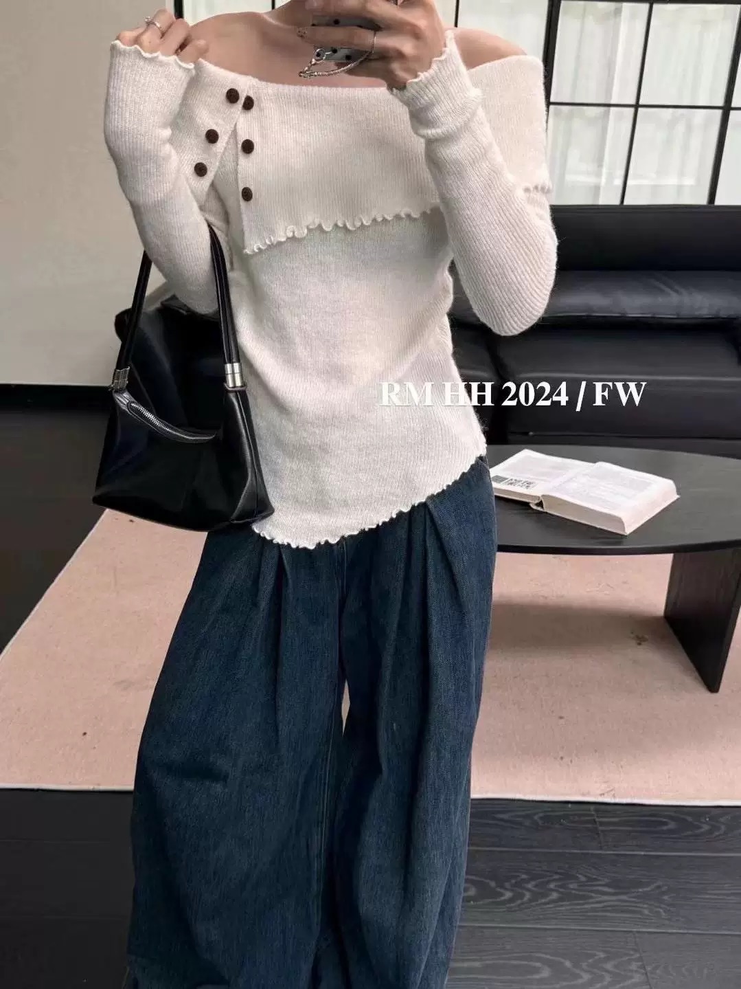 2024 new autumn women's clothing, chic and beautiful one-shoulder three-dimensional flower knitted sweater for women, high-end fungus top