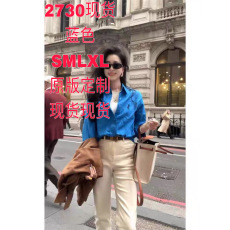 韩系简约刺绣蓝色衬衫女秋季干练气质新款衬衣今年流行爆款上衣潮