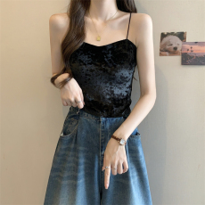 批发实拍实价水晶丝绒美背吊带背心带胸垫一体内搭外穿打底