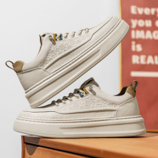 批发秋<b class='q'>冬</b>新款超纤皮面厚底增高小白鞋休闲百搭系带高品质运动板鞋男鞋