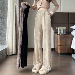 垂感山本褲女秋冬百搭2024新款小個子糯米褲窄版棉麻闊腿褲子秋季