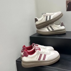 批发2024秋季新款<b class='q'>运动鞋</b>厚底百搭休闲板鞋女真皮经典复古德训鞋平底鞋