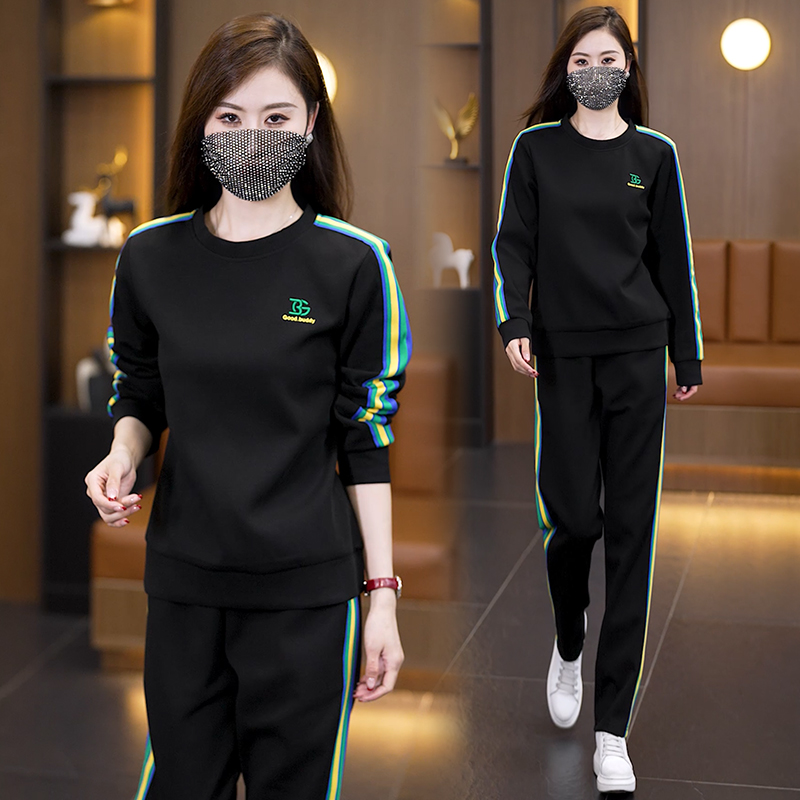 빅 사이즈 루즈핏 슬림해 보이는 투피스 슈트 2026 새로운 가을 패션 외국 가스 운동 캐주얼 투피스 세트