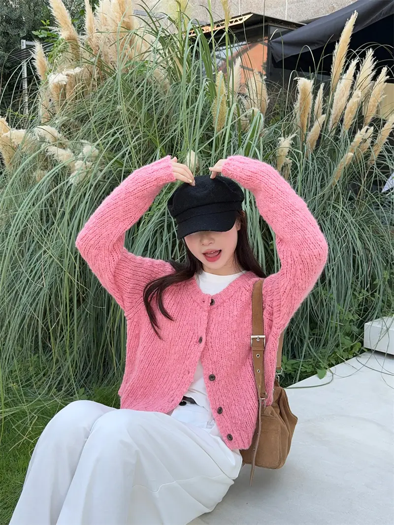 레트로 캔디 컬러 니트 가디건 상세 이미지 1