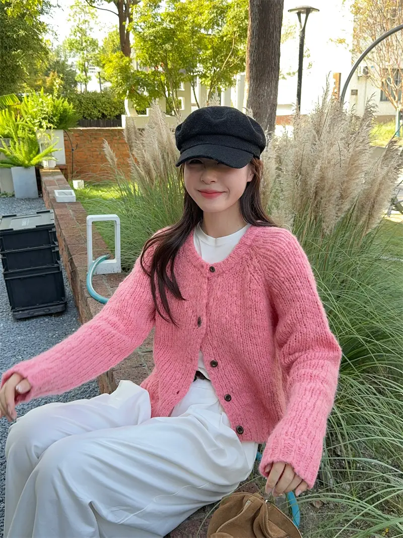 레트로 캔디 컬러 니트 가디건