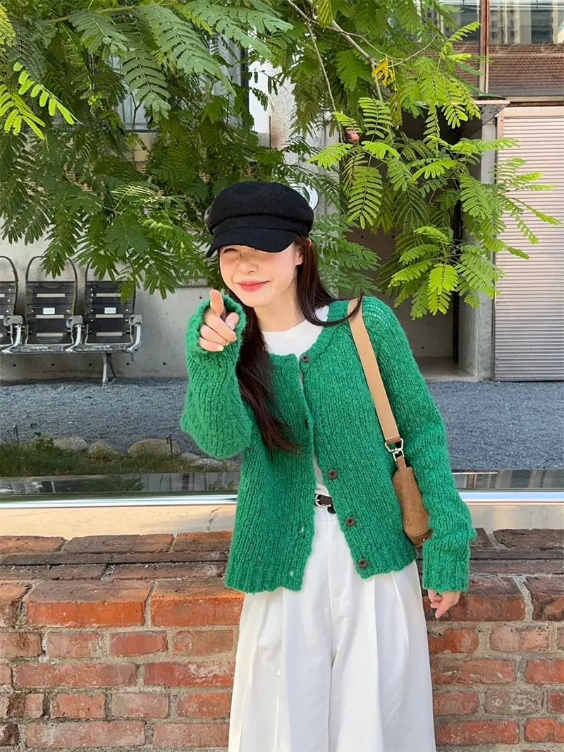 레트로 캔디 컬러 니트 가디건 상세 이미지 11