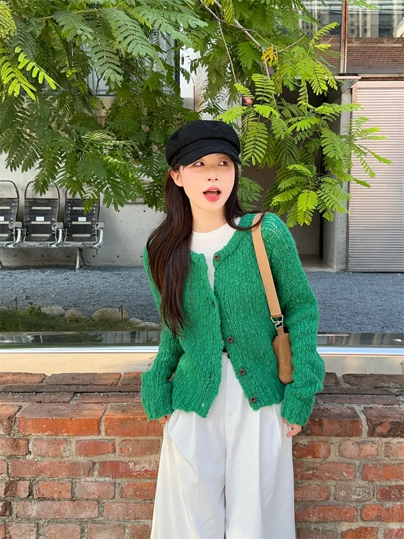 레트로 캔디 컬러 니트 가디건 상세 이미지 15