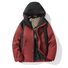 批发情侣款羽绒服男中青年户外风白鸭绒羽绒冲锋衣外套男女装红色外套