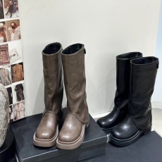 批发厚底小个子裤管靴长筒骑士靴<b class='q'>女鞋</b>2024新款春秋冬季复古中筒长靴子