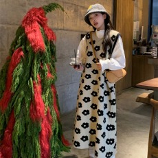 批发实拍实价~复古日系俏皮可爱立体<b class='q'>提花</b>背心<b class='q'>连衣裙</b>+百搭上衣