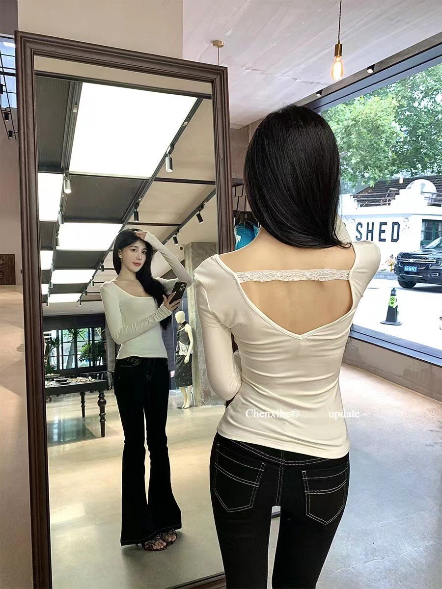 He Chenxi 9/7 20:00 Lace Encounter Unique Design Sexy Pure Desire Light Mature Lace Splicing Base Top