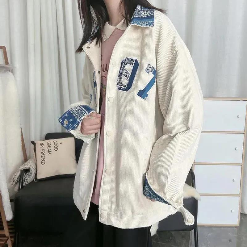 2024 new autumn and winter corduroy double-layer lining workwear casual cardigan jacket for women