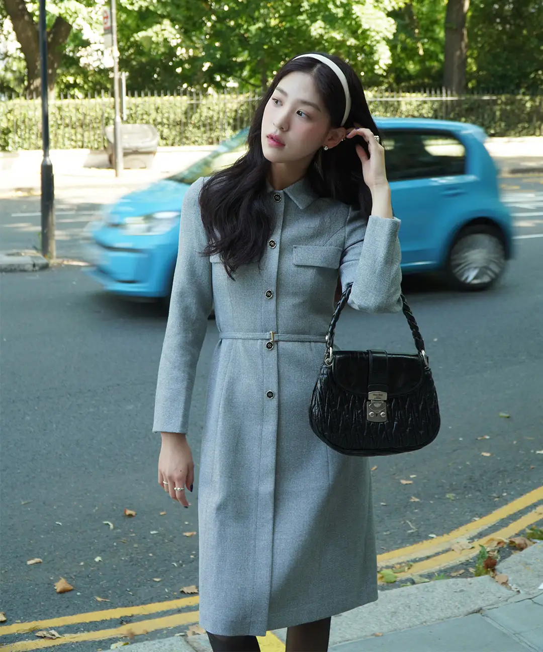 프렌치 스타일 통학용 블라우스 넥 원피스 상세 이미지 3