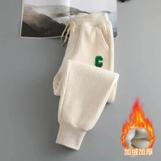 批发复合加绒加厚卫裤女百搭休闲束脚保暖哈伦裤宽松显瘦松紧腰运动裤