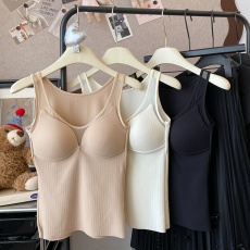 批发实拍大码磨毛绒免穿<b class='q'>文胸</b>保暖背心圆领聚拢防外扩内衣内搭长打底衫