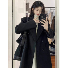 批发黑色赫本风毛呢外套<b class='q'>女</b>款秋冬高级感2026新款韩版小个子中<b class='q'>长款</b>大衣