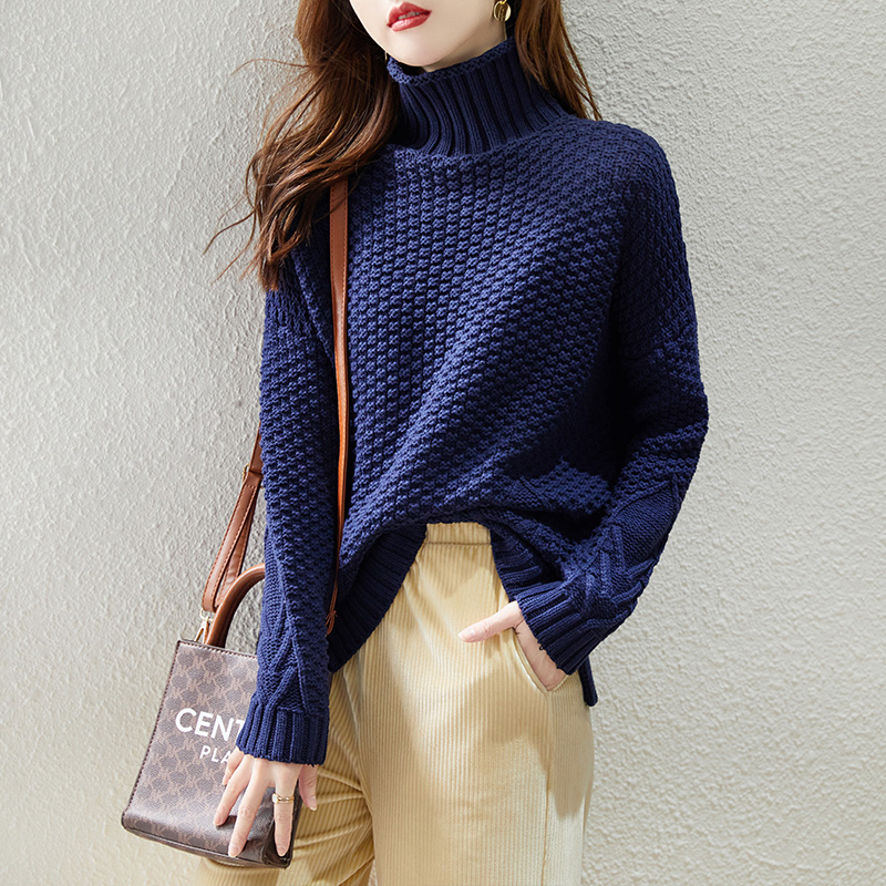 Photographed! High-neck Knit Top Women's Autumn/Winter New European Style High-End Thicken Stylish Shirt
