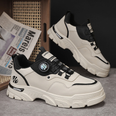 批发秋<b class='q'>冬</b>新款时尚旋转纽扣免系带套脚马丁鞋皮面户外运动防风低帮男鞋