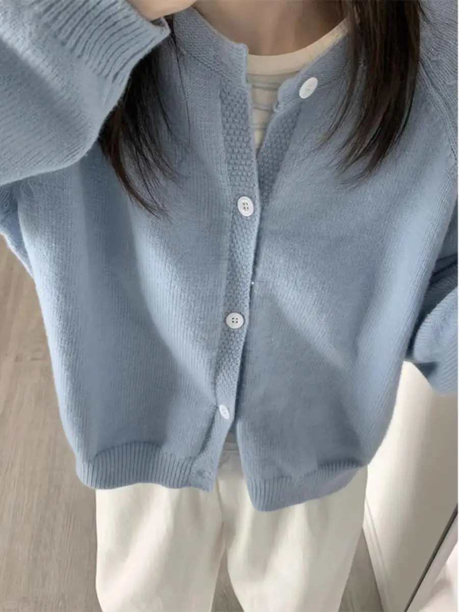라운드넥 울 가디건 상세 이미지 2