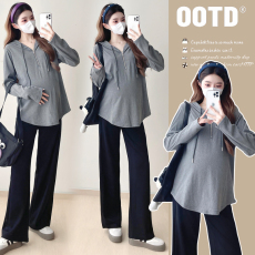 批发实拍~新款孕妇<b class='q'>秋</b>冬时尚休闲百搭拉链宽松长袖孕妇装上衣