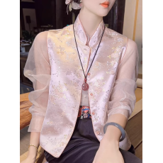 批发新中式国风马甲女2026春季新款真丝提花织锦缎<b class='q'>背心</b>外搭潮