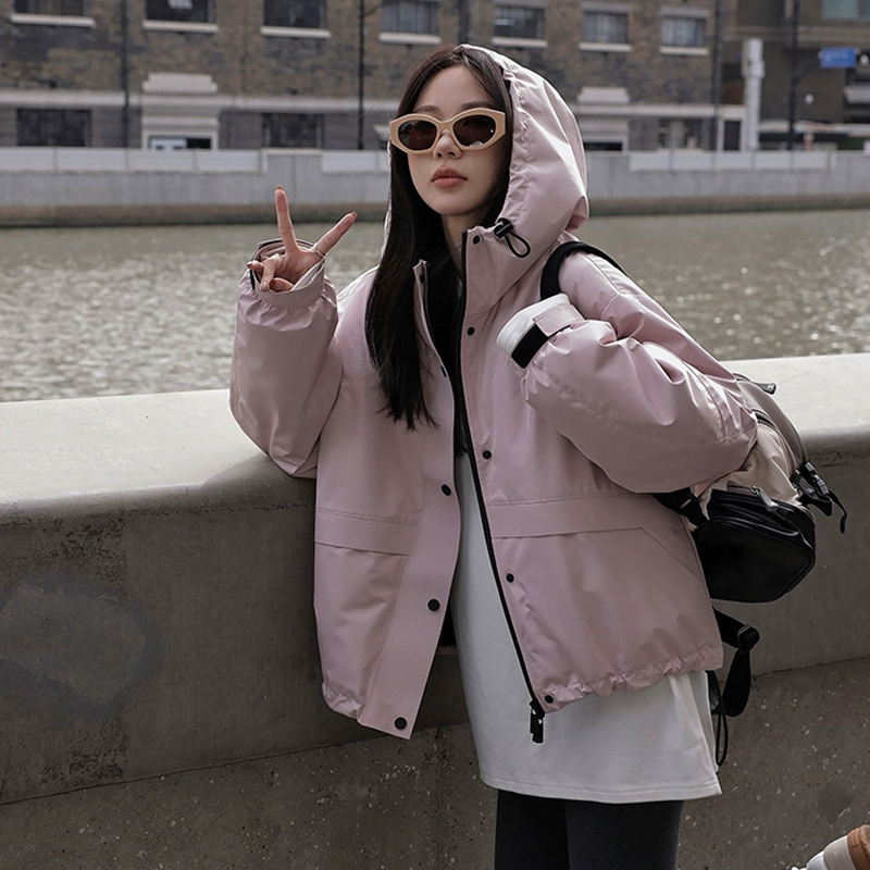 Netmap Pink Women's Small Size Spring and Autumn Waterproof Windproof Drawstring Hoodie Stormtrooper Coat Thin_voghion.com