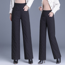 批发2024冬季羽绒棉裤直筒裤女高腰宽松简约保暖加厚长裤羽绒棉裤子