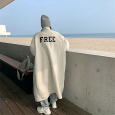 批发单排扣立领羊羔毛外套女秋冬2025新款中长款过膝韩版宽松百搭