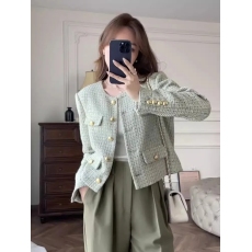 批发2025秋季新款亮片工艺绿色金扣短款小香风外套上衣百搭常规外套