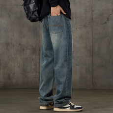 批发实拍2024年秋冬季牛仔裤男潮流宽松直筒休闲百搭长裤子