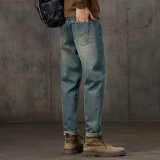 批发实拍2024秋冬新款牛仔裤男潮流宽松韩版直筒休闲百搭长裤