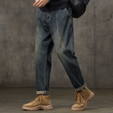 批发实拍2024年秋冬新款重磅复古牛仔裤男潮流宽松直筒休闲百搭裤子