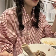 批发韩版春季oversize长袖细格子衬衫时尚原宿风休闲宽松<b class='q'>外套女</b>衬衣