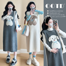 批发实拍~2024秋<b class='q'>冬</b>新款网红韩版时尚减龄显瘦软糯上衣+马甲裙套装