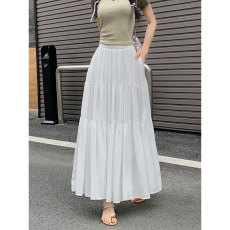 批发创峰天猫品质腰围全松紧法式半身裙女夏季新款胖MM显瘦A字裙