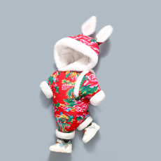 批发新生<b class='q'>婴儿</b>东北大花袄秋冬季外出连体衣棉服宝宝加绒冬装连帽花棉袄