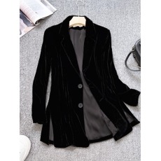 批发大品牌折扣外贸<b class='q'>原</b><b class='q'>单</b>女专柜撤回欧货休闲高端宽松真金丝绒西装外套