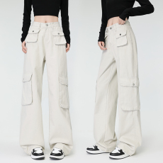 批发实拍 原版面料 美式复古工装高级设计小个子宽松直筒休闲裤