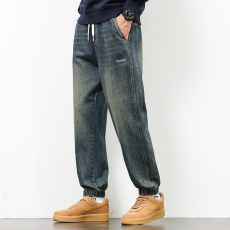 批发实拍2024秋冬新款潮牌牛仔裤男潮流宽松直筒休闲百搭束脚长裤