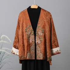 实拍诗经山海系列牡丹重工刺绣新中式国风外套春款人丝混纺上衣女