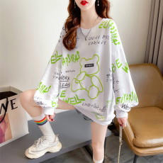 批发实拍后包领斜纹 上衣薄款<b class='q'>圆领</b><b class='q'>卫衣</b>女卡通长袖外套