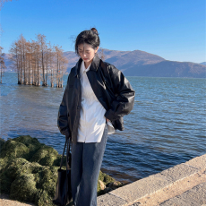 批发皮衣外套女2025新款秋冬季女装机车短款黑色PU皮加厚皮夹克小个子