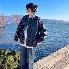 批发皮衣外套女2025新款秋冬季女装机车短款黑色PU皮加厚皮夹克小个子